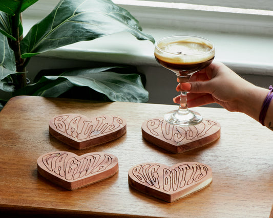 Kinky heart coasters - Set of 4