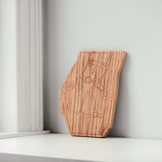 Booty lady serving board from solid wood